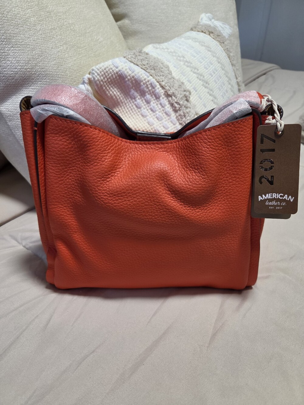 Womens Red Pebbled Leather Crossbody Bag